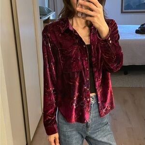 Anthropologie Pilcro Velvet Floral Blouse